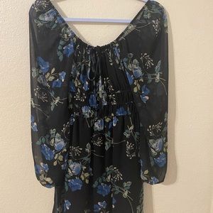 Black and blue flower dress